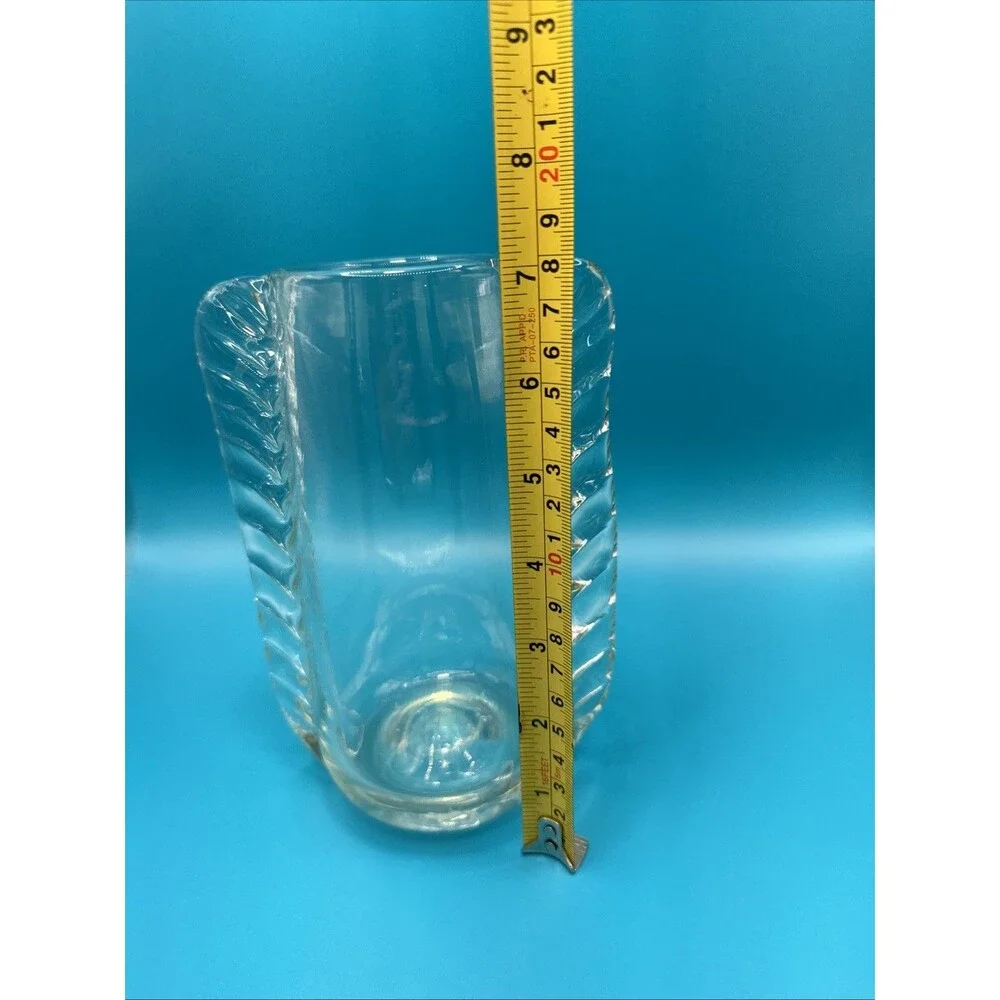 VNT Braided Glass Vase Handblown Clear W/ Slight Green  Tint 7.5”